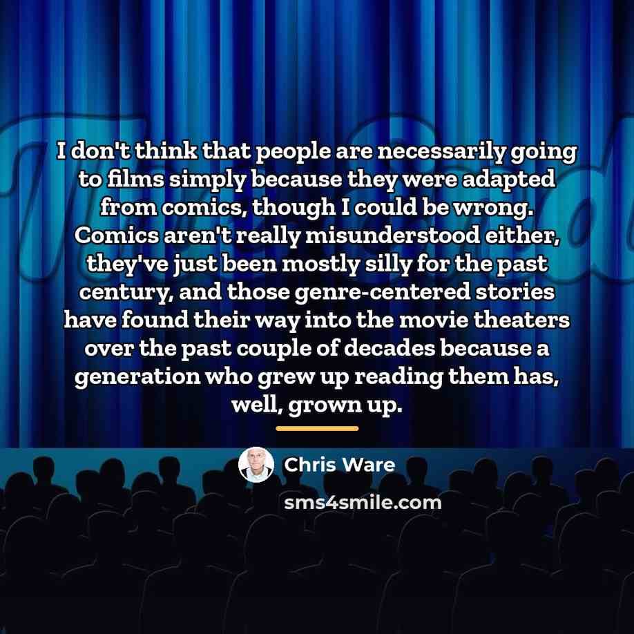 “I don't think that people are necessarily going to films…” quote by Chris Ware