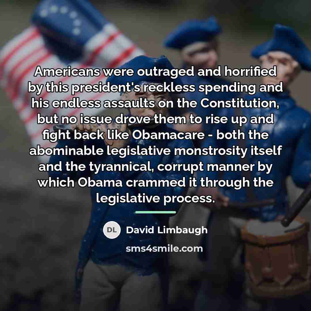 “Americans were outraged and horrified by this president's reckless spending…” quote by David Limbaugh