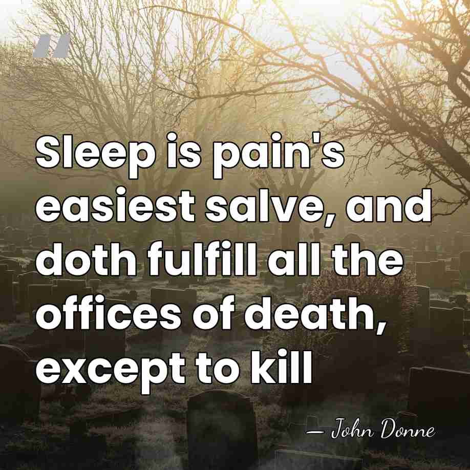 Sleep is pain's easiest salve, and doth fulfill all the offices of&hellip; - John Donne