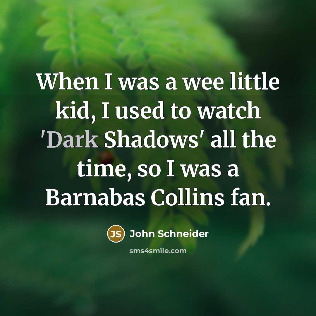 “When I was a wee little kid, I used to…” quote by John Schneider