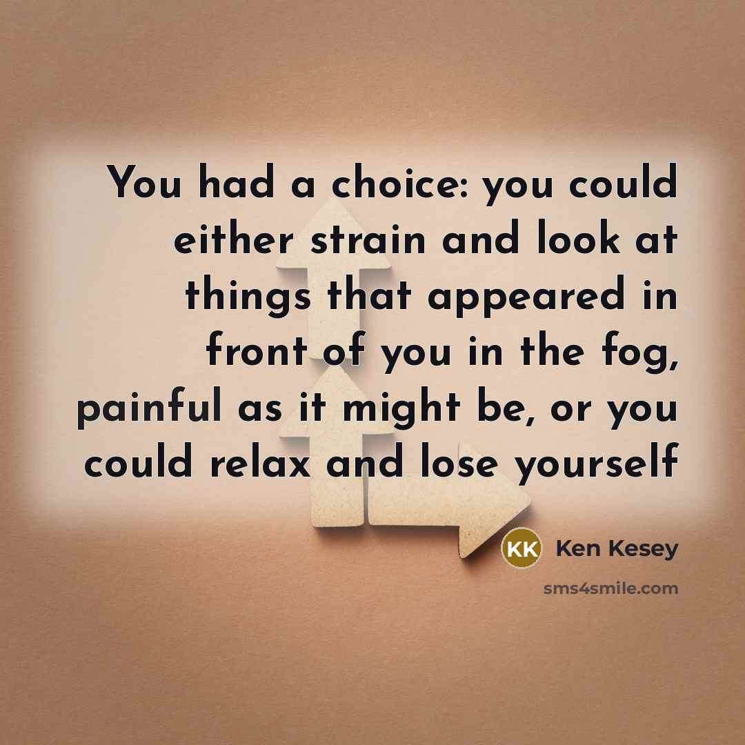 “You had a choice: you could either strain and look…” quote by Ken Kesey