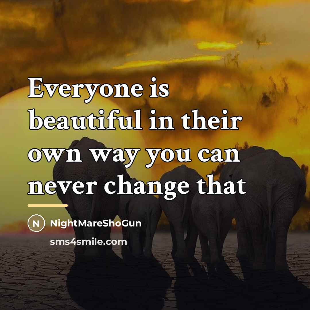 “Everyone is beautiful in their own way you can never…” quote by NightMareShoGun