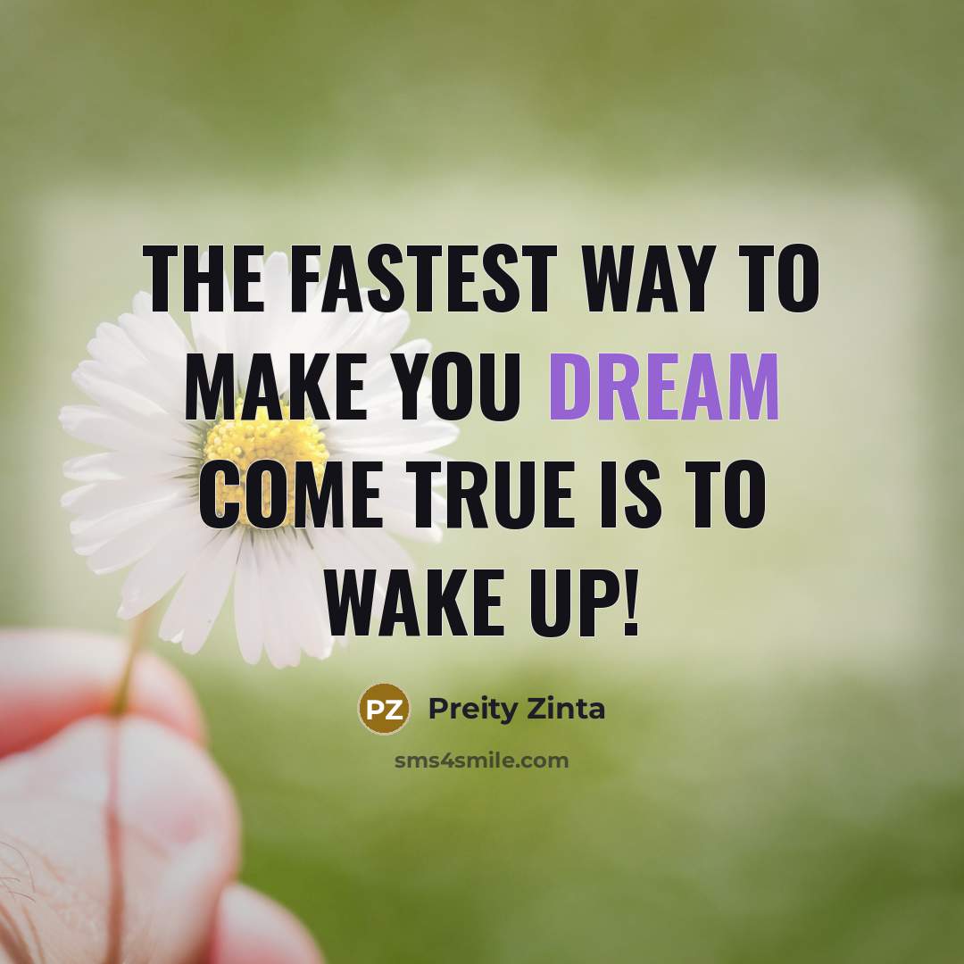 “The Fastest way to make you dream come true is to wake up!” quote by Preity Zinta