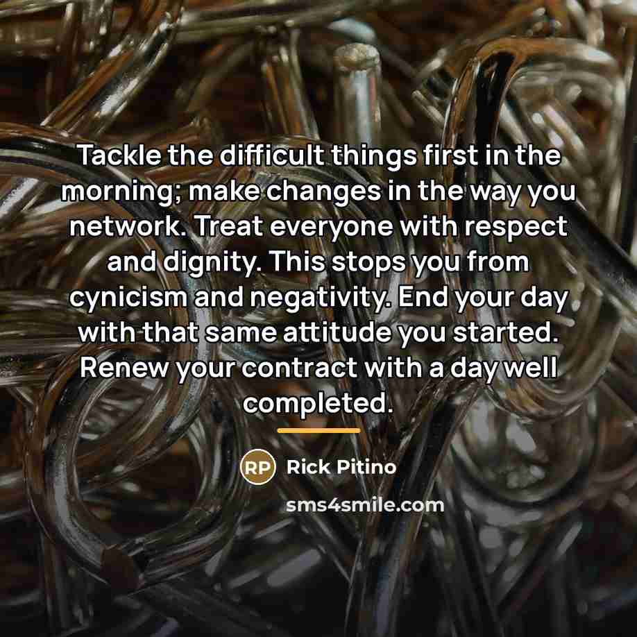 “Tackle the difficult things first in the morning; make changes…” quote by Rick Pitino