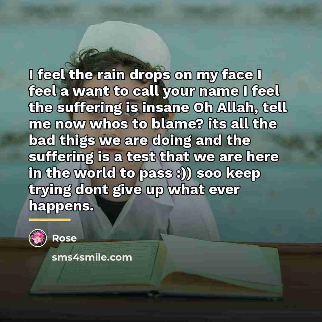 “I feel the rain drops on my face I feel…” quote by Rose