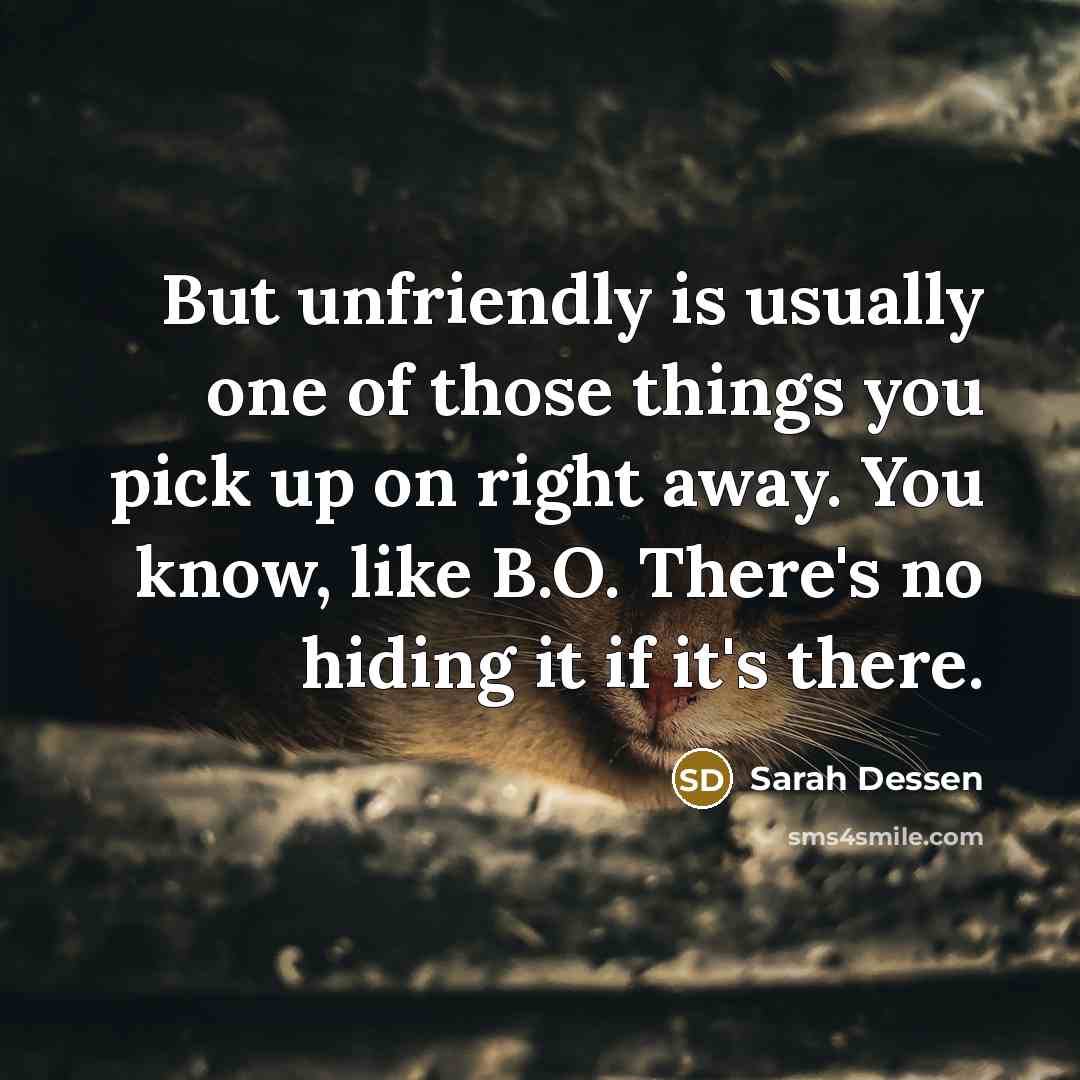 “But unfriendly is usually one of those things you pick…” quote by Sarah Dessen