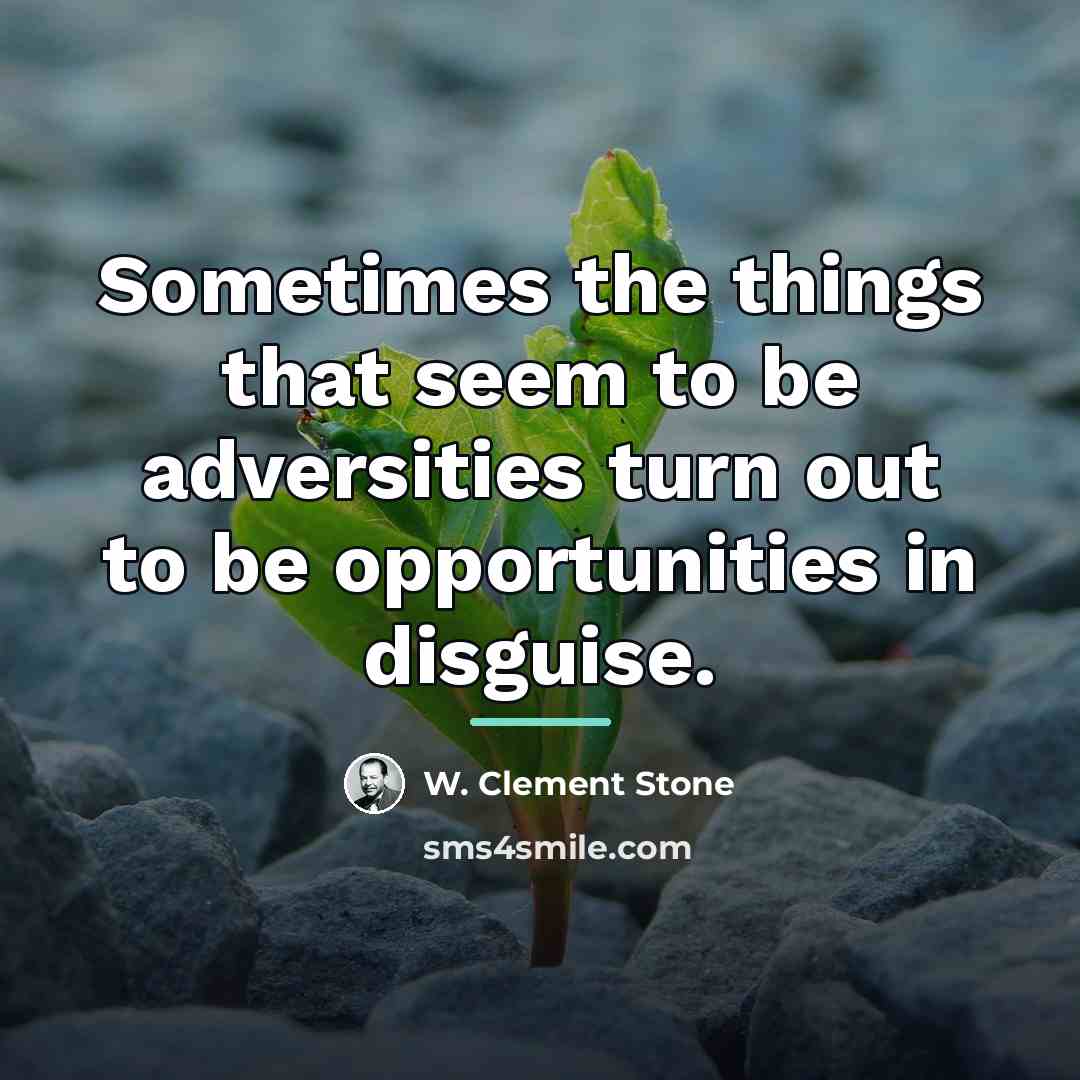 “Sometimes the things that seem to be adversities turn out…” quote by W. Clement Stone