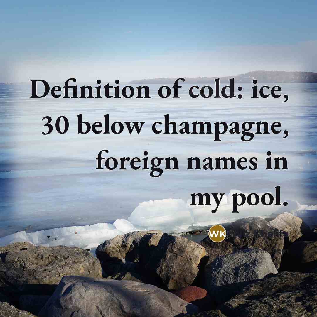 “Definition of cold: ice, 30 below champagne, foreign names in my pool.” quote by Wiz Khalifa