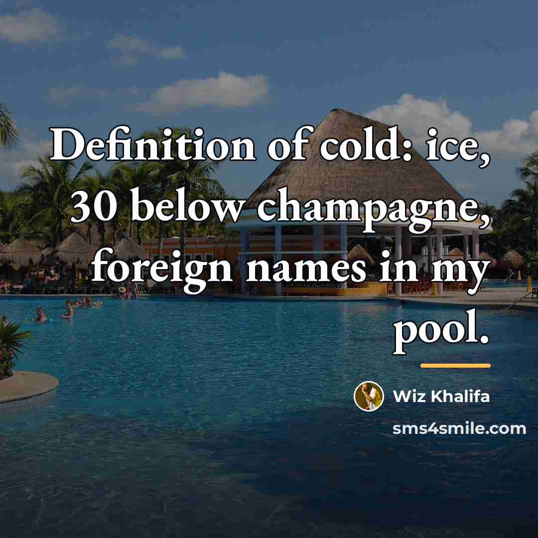 “Definition of cold: ice, 30 below champagne, foreign names in…” quote by Wiz Khalifa