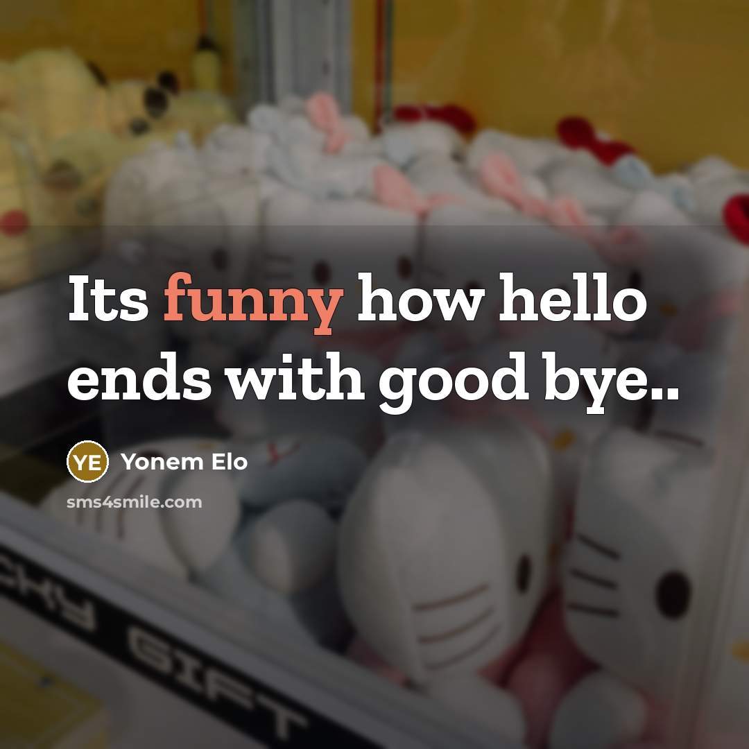 “Its funny how hello ends with good bye..” quote by Yonem Elo