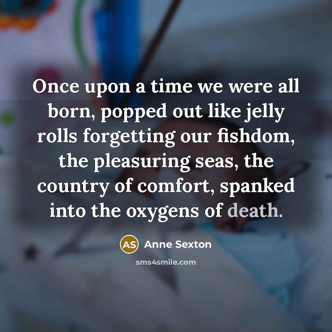 “Once upon a time we were all born, popped out…” quote by Anne Sexton