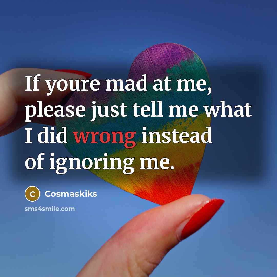“If youre mad at me, please just tell me what…” quote by Cosmaskiks