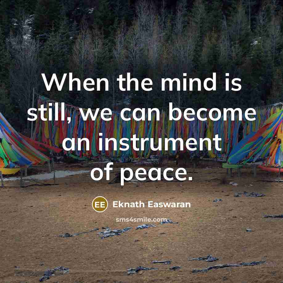 “When the mind is still, we can become an instrument of peace.” quote by Eknath Easwaran
