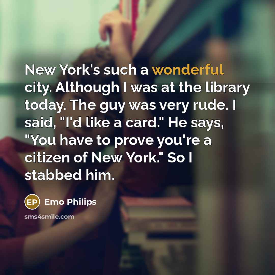 “New York's such a wonderful city. Although I was at…” quote by Emo Philips