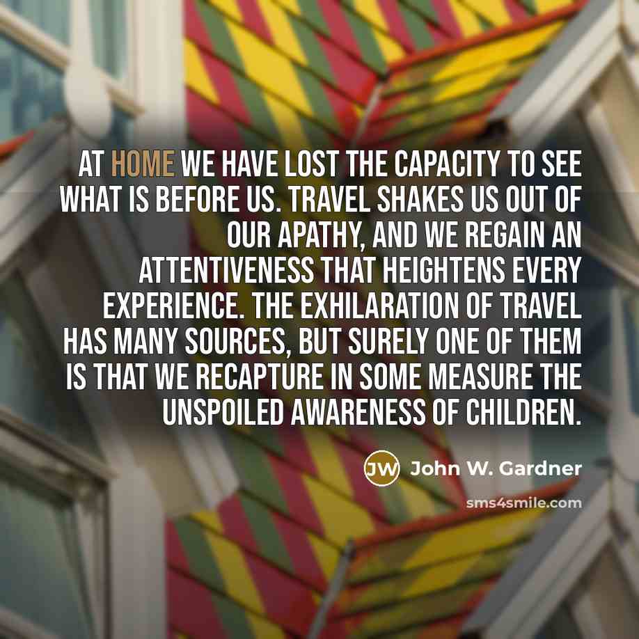 “At home we have lost the capacity to see what…” quote by John W. Gardner