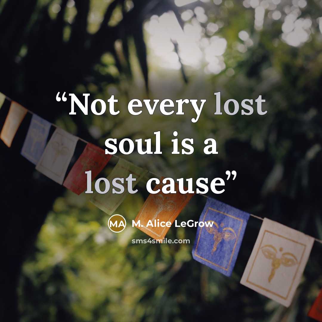 “Not every lost soul is a lost cause” quote by M. Alice LeGrow