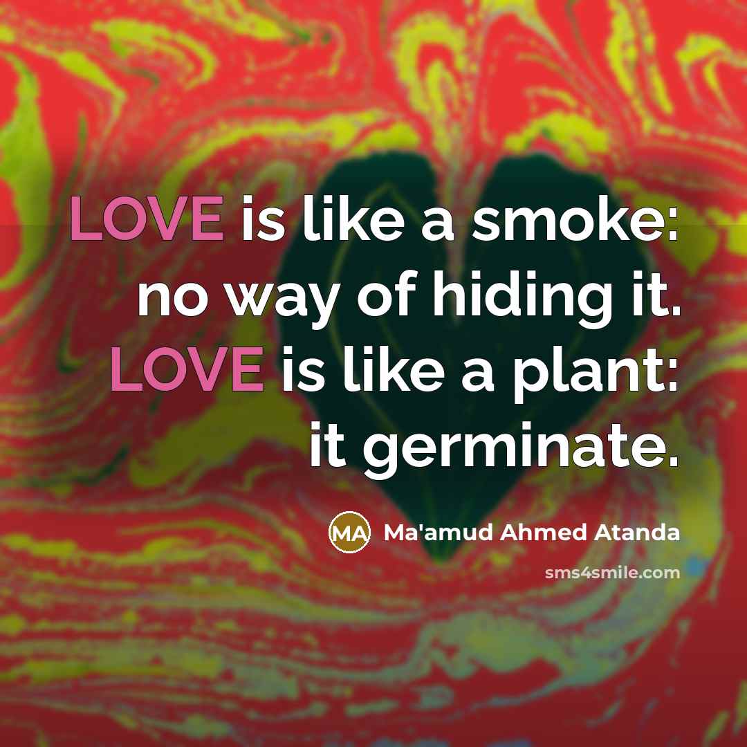“LOVE is like a smoke: no way of hiding it.…” quote by Ma'amud Ahmed Atanda