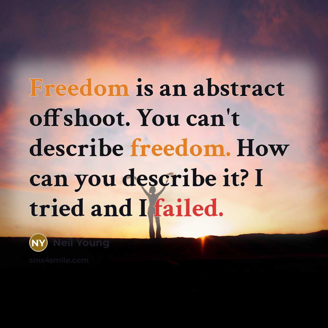 “Freedom is an abstract offshoot. You can't describe freedom. How…” quote by Neil Young