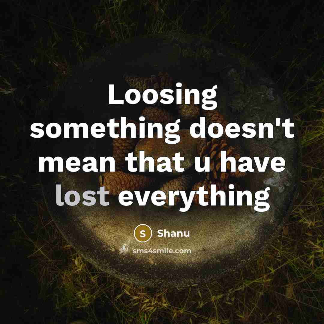 “Loosing something doesn't mean that u have lost everything” quote by Shanu