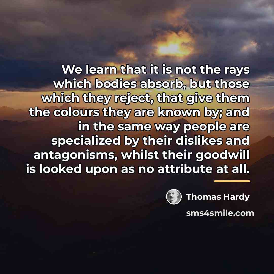 “We learn that it is not the rays which bodies…” quote by Thomas Hardy