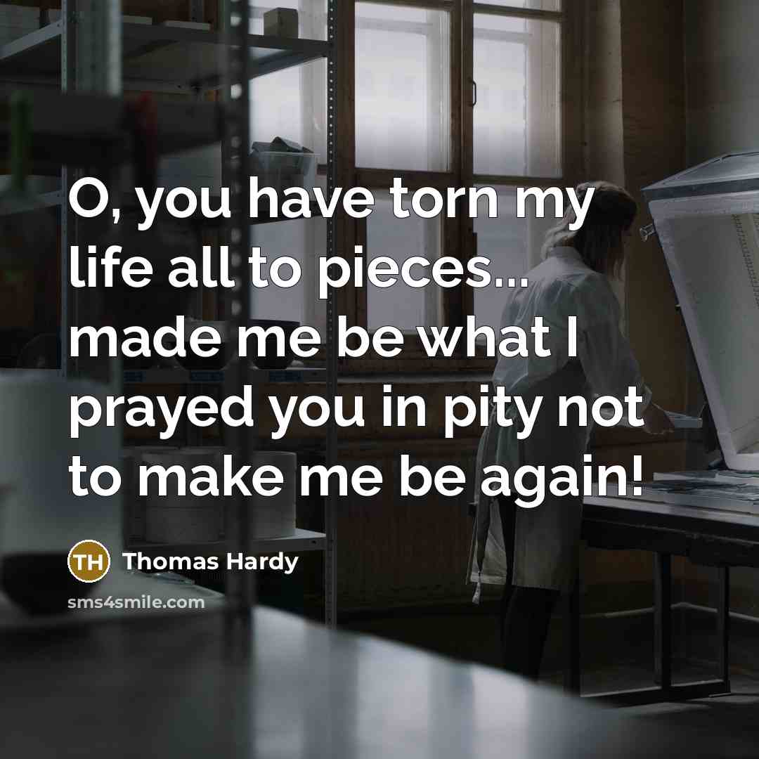 “O, you have torn my life all to pieces... made…” quote by Thomas Hardy