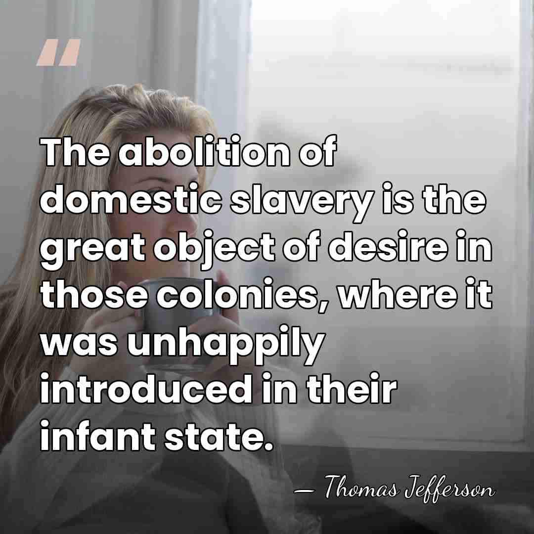 The abolition of domestic slavery is the great object of desire in&hellip; - Thomas Jefferson