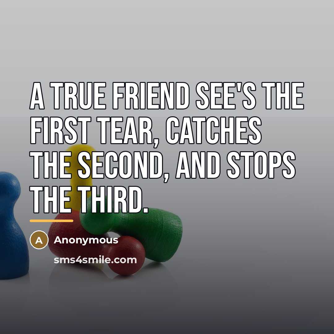 “A true friend see's the first tear, catches the second,…” quote by Anonymous