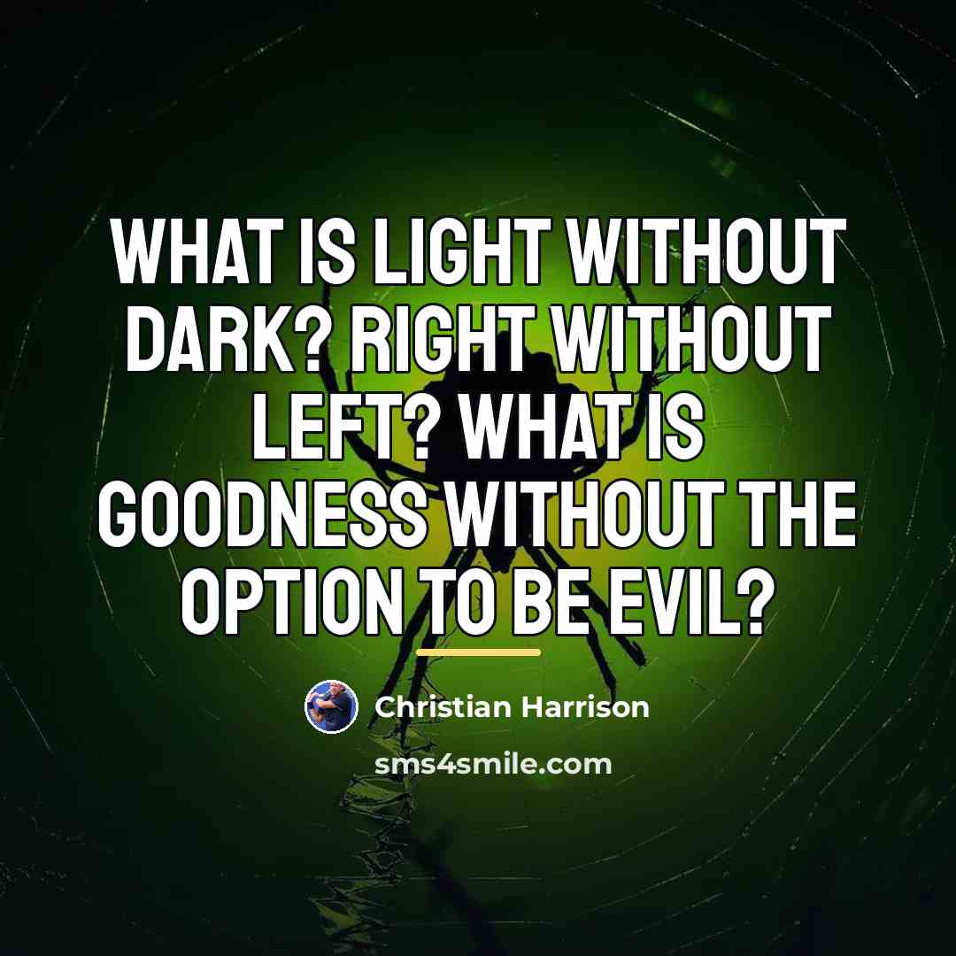 “What is light without dark? Right without left? What is…” quote by Christian Harrison