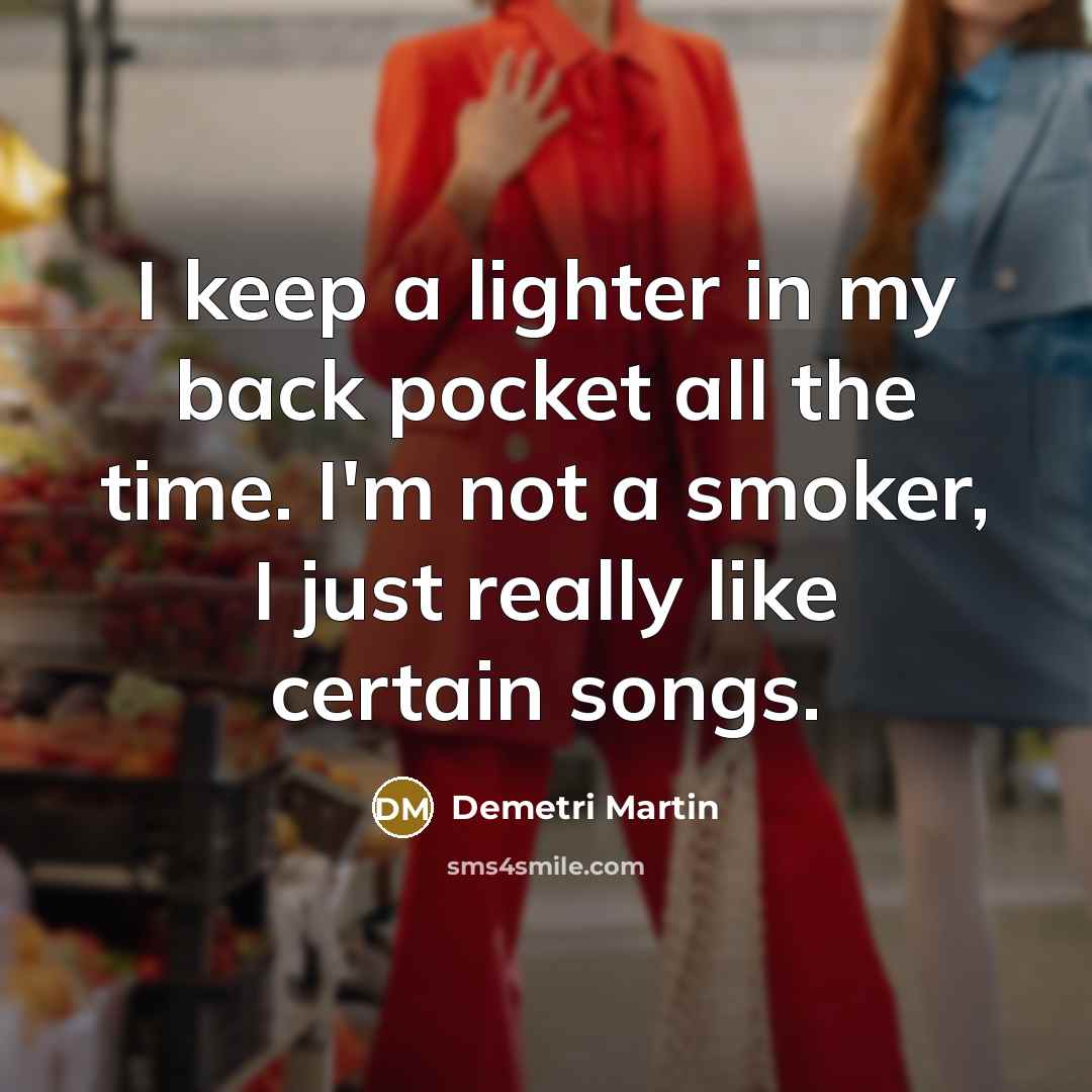 “I keep a lighter in my back pocket all the…” quote by Demetri Martin