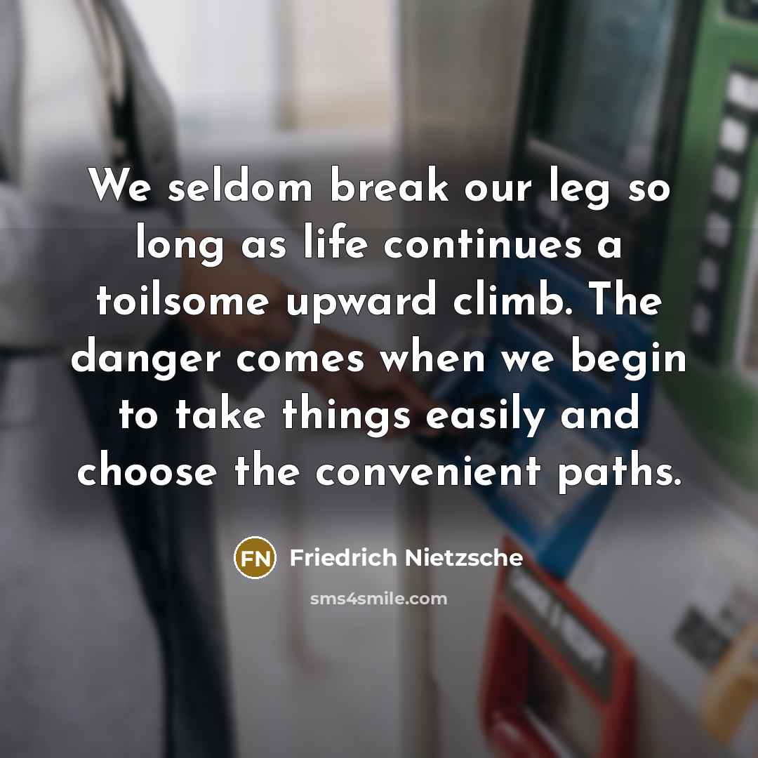 “We seldom break our leg so long as life continues…” quote by Friedrich Nietzsche