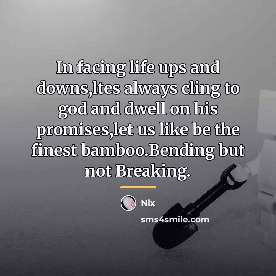 “In facing life ups and downs,ltes always cling to god…” quote by Nix