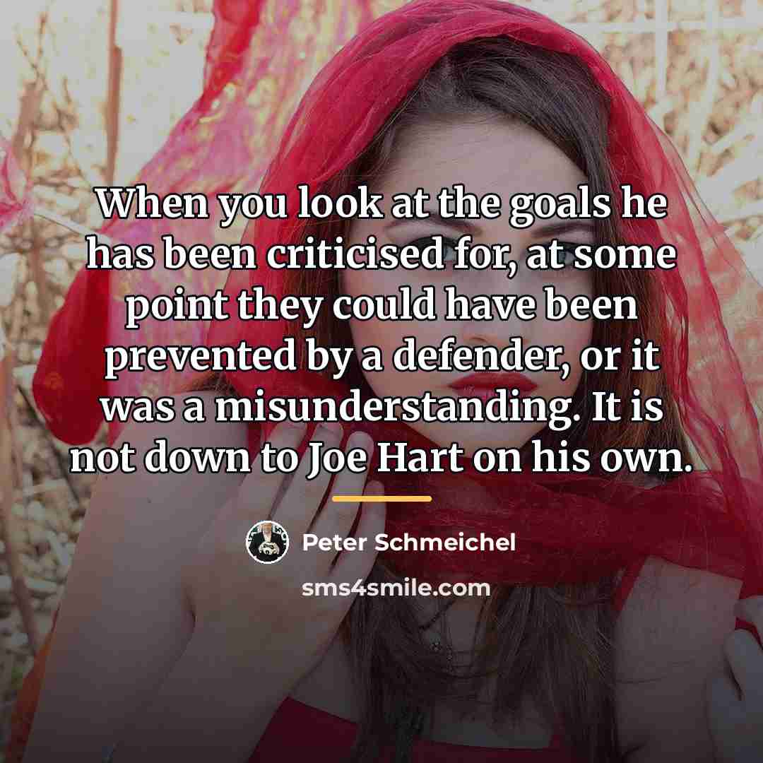 “When you look at the goals he has been criticised…” quote by Peter Schmeichel
