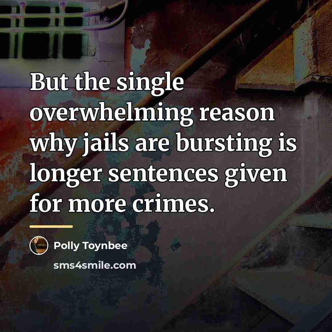 “But the single overwhelming reason why jails are bursting is…” quote by Polly Toynbee