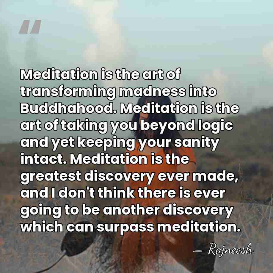 Meditation is the art of transforming madness into Buddhahood. Meditation is the&hellip; - Rajneesh