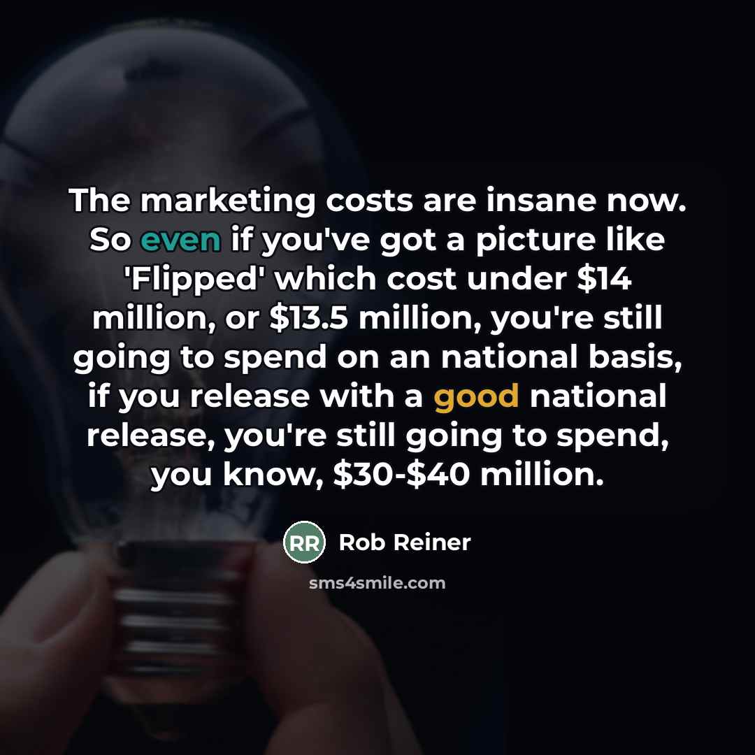 “The marketing costs are insane now. So even if you've…” quote by Rob Reiner