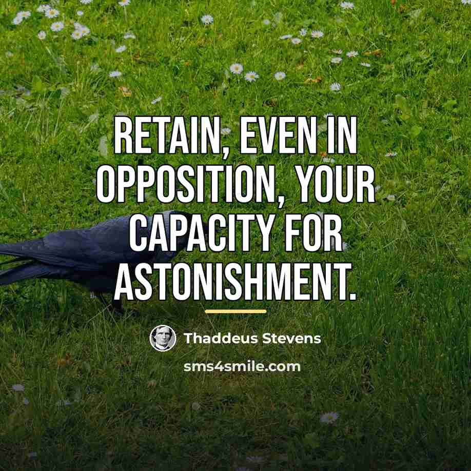 “Retain, even in opposition, your capacity for astonishment.…” quote by Thaddeus Stevens