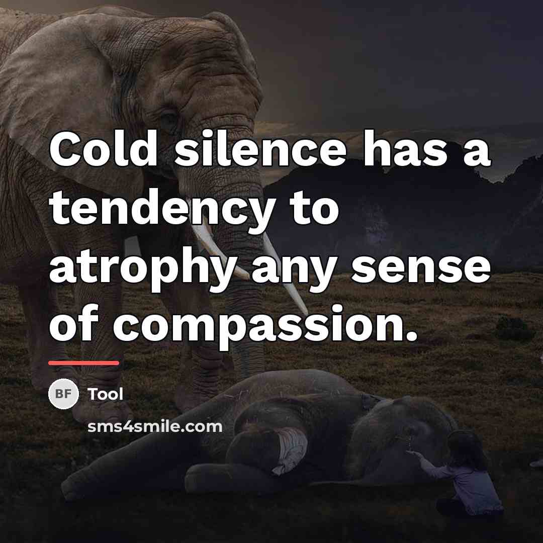 “Cold silence has a tendency to atrophy any sense of…” quote by Tool