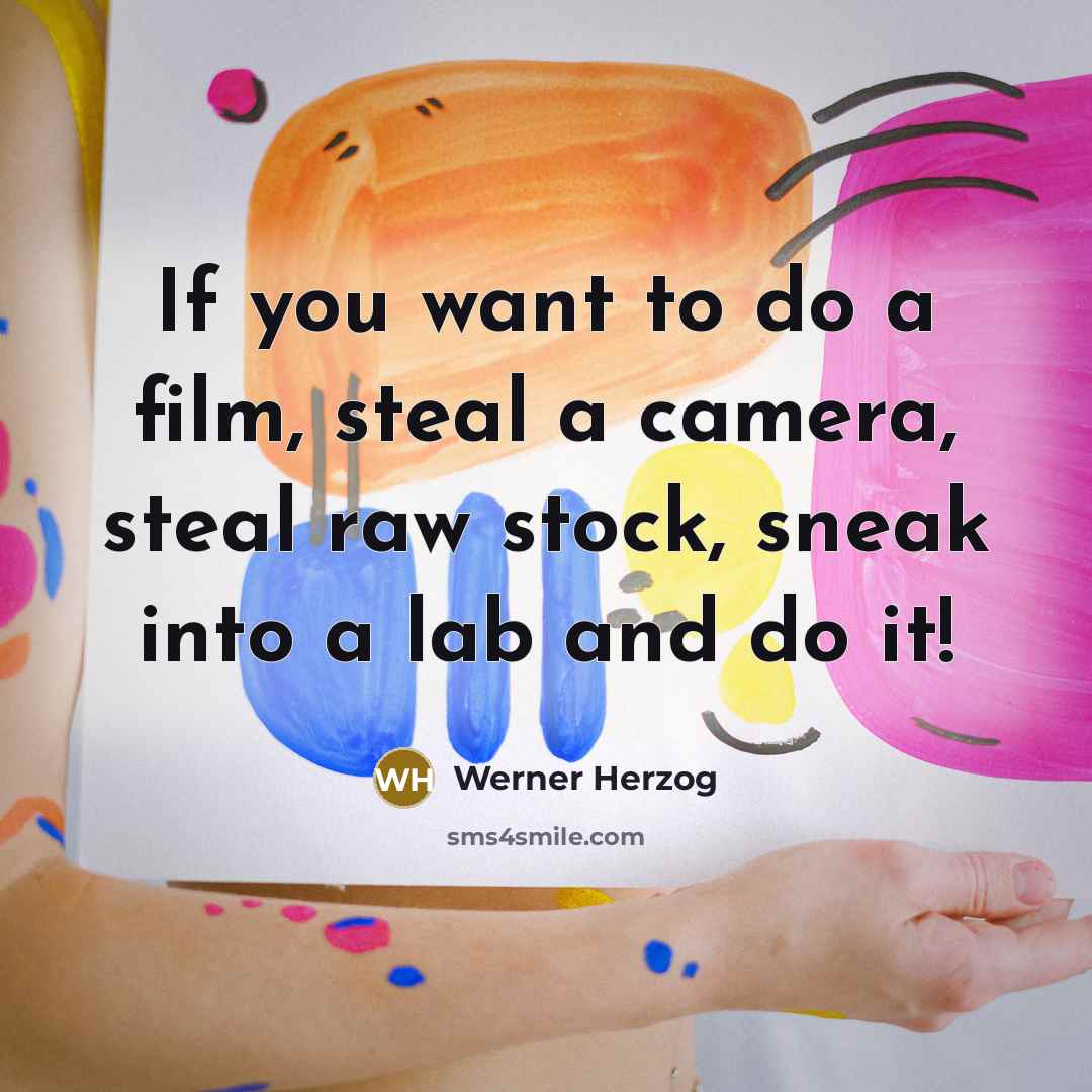 “If you want to do a film, steal a camera,…” quote by Werner Herzog