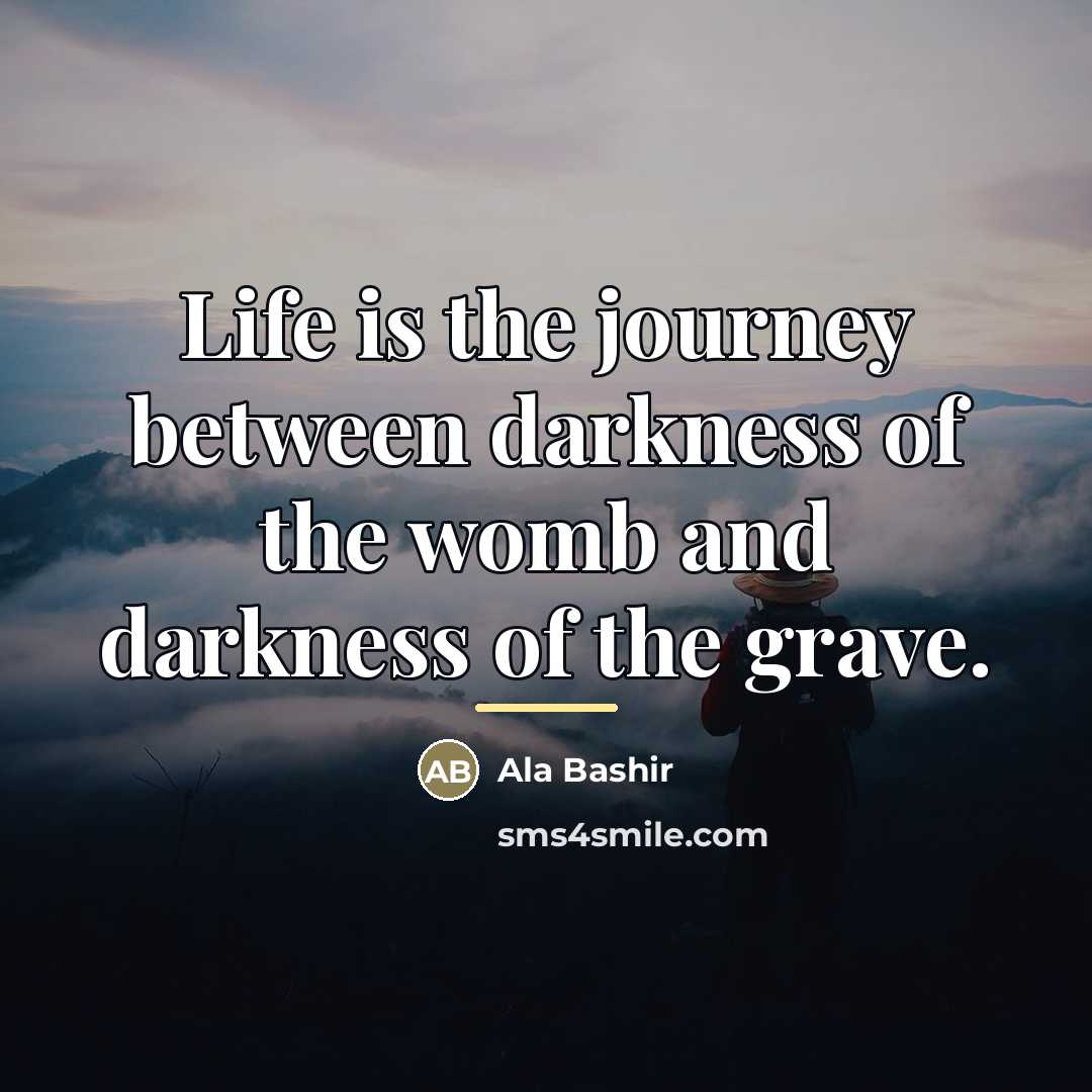 “Life is the journey between darkness of the womb and…” quote by Ala Bashir