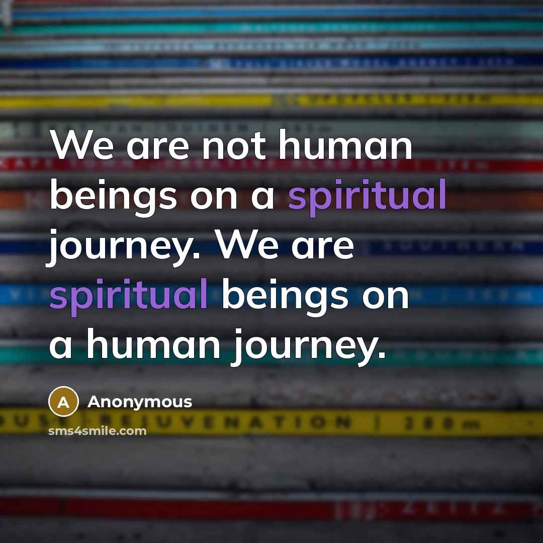“We are not human beings on a spiritual journey. We…” quote by Anonymous