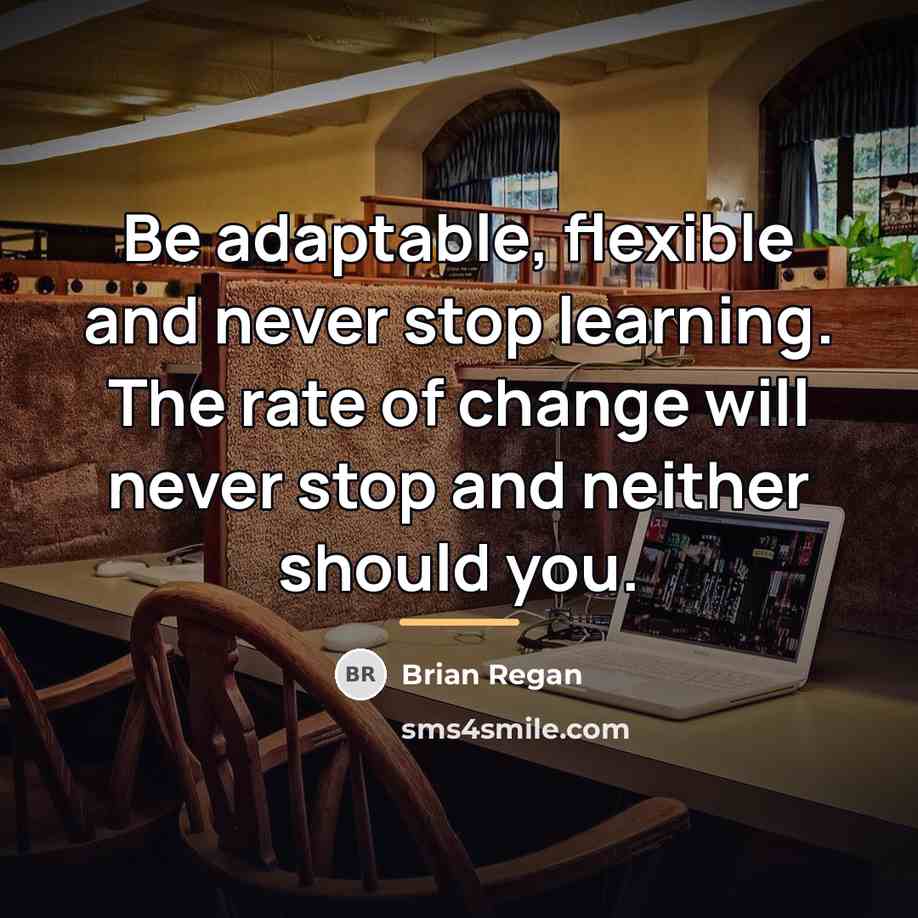 “Be adaptable, flexible and never stop learning. The rate of…” quote by Brian Regan