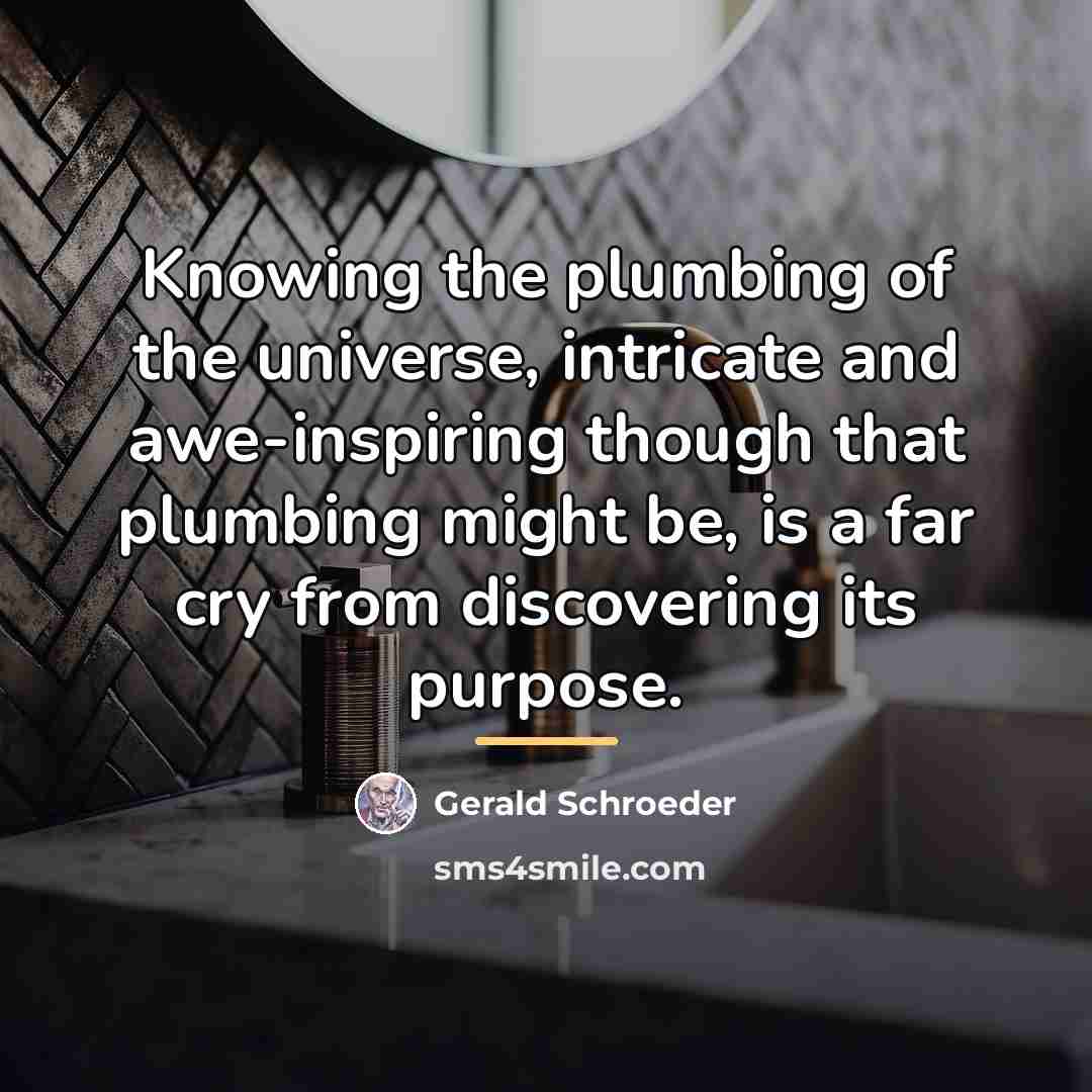 “Knowing the plumbing of the universe, intricate and awe-inspiring though…” quote by Gerald Schroeder