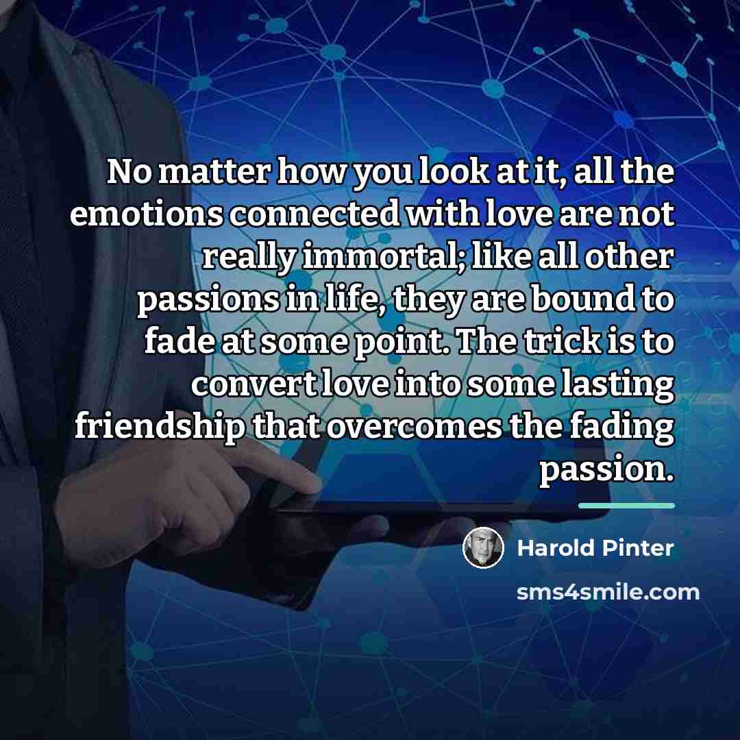 “No matter how you look at it, all the emotions…” quote by Harold Pinter