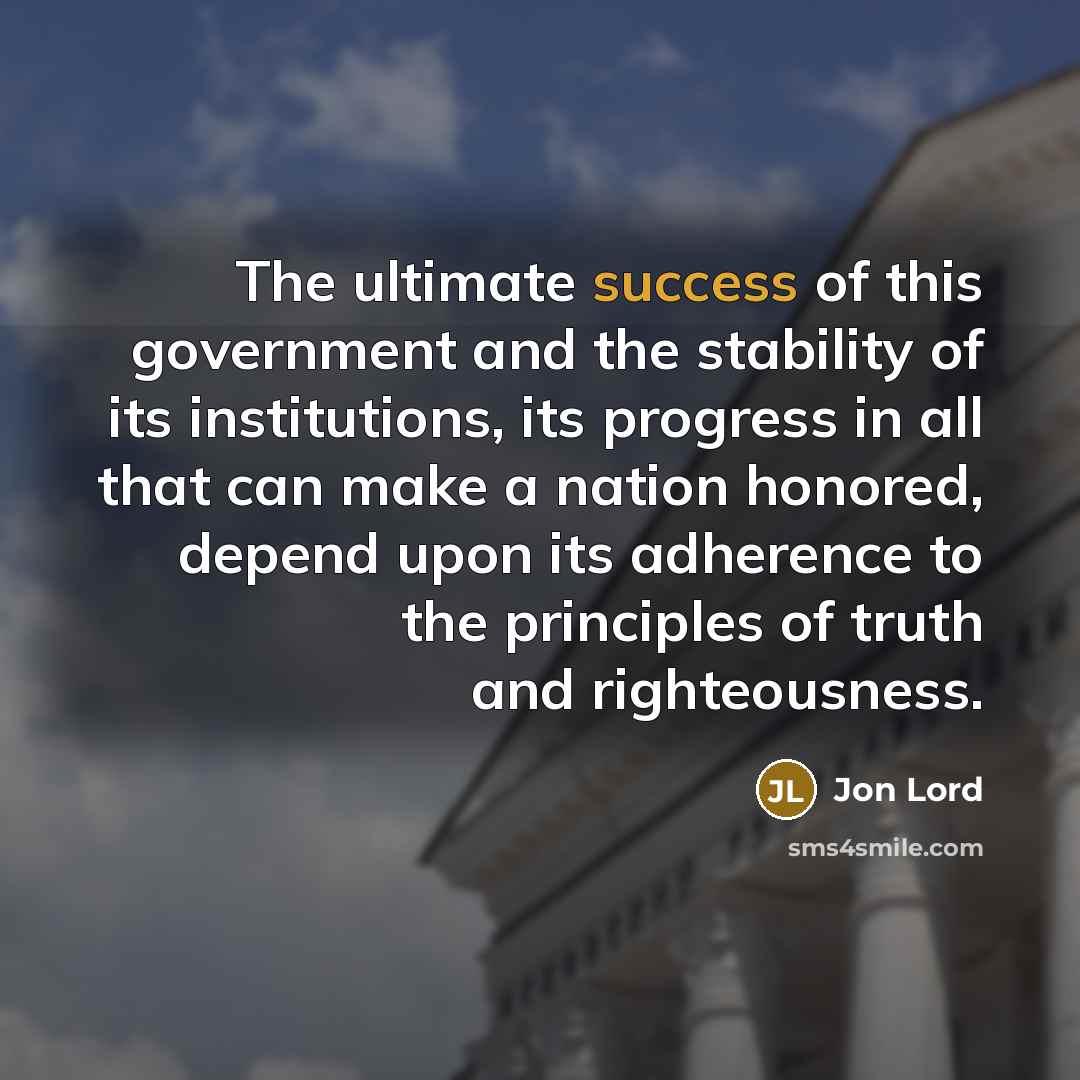 “The ultimate success of this government and the stability of…” quote by Jon Lord