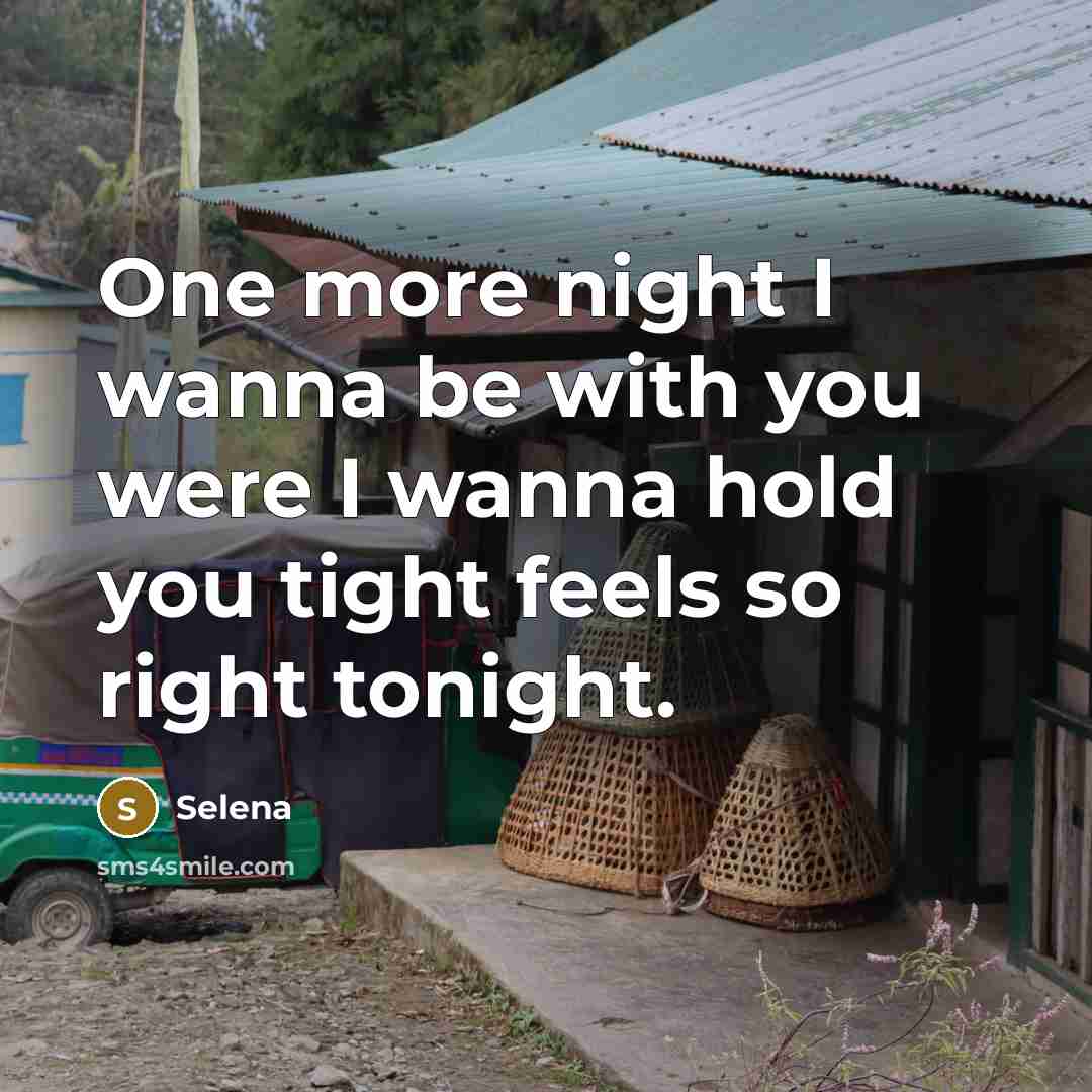 “One more night I wanna be with you were I wanna hold you tight feels so right tonight.” quote by Selena