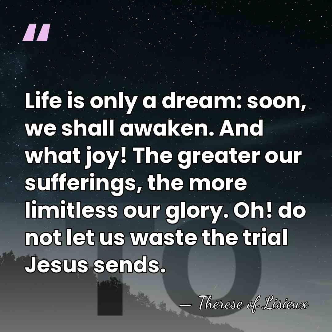 Life is only a dream: soon, we shall awaken. And what joy!&hellip; - Therese of Lisieux