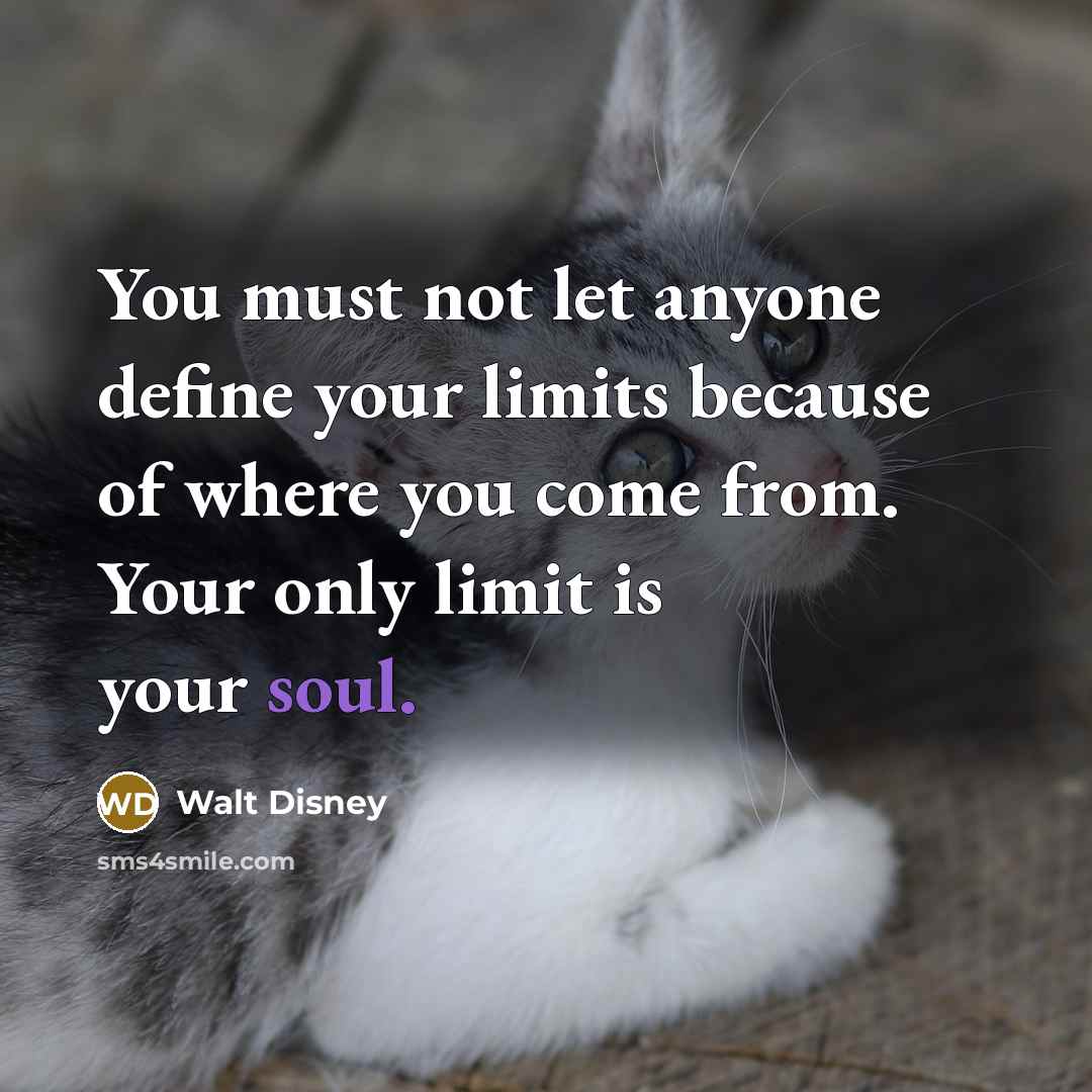 “You must not let anyone define your limits because of…” quote by Walt Disney