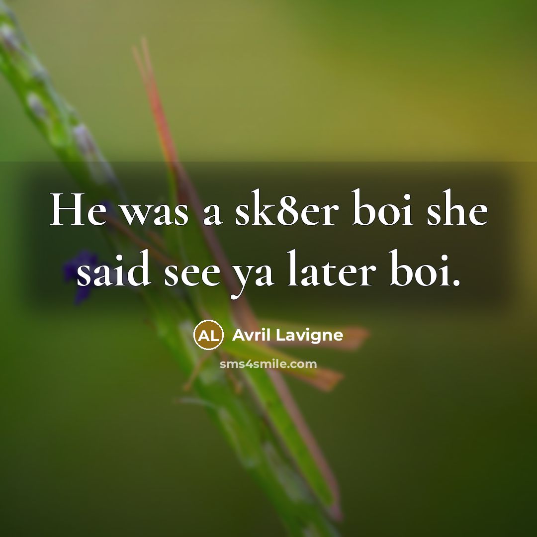 “He was a sk8er boi she said see ya later…” quote by Avril Lavigne