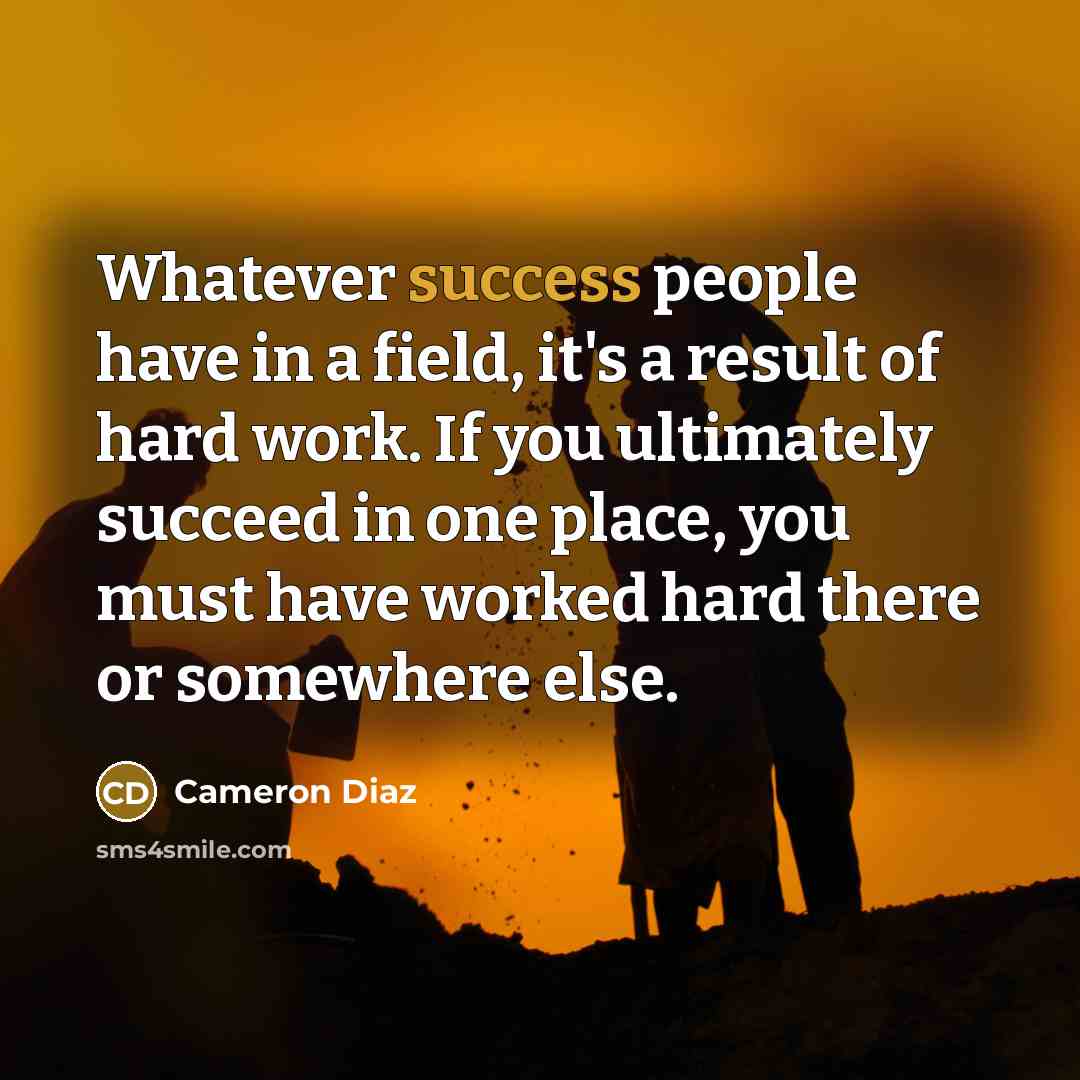 “Whatever success people have in a field, it's a result…” quote by Cameron Diaz