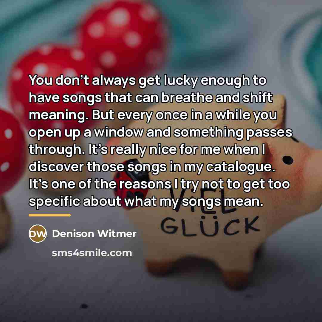 “You don't always get lucky enough to have songs that…” quote by Denison Witmer